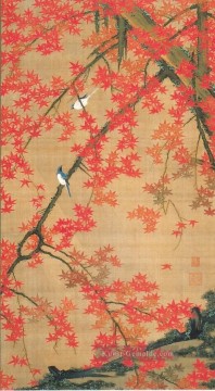  horn - Ahornbaum und kleine Vögel Ito Jakuchu Japanisch
